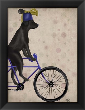 Framed Black Labrador on Bicycle Print