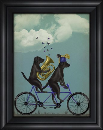 Framed Black Labrador Tandem Print