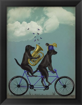 Framed Black Labrador Tandem Print