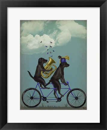 Framed Black Labrador Tandem Print