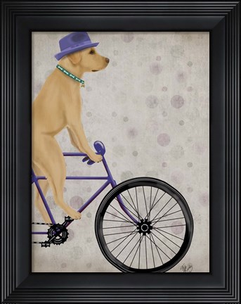 Framed Yellow Labrador on Bicycle Print