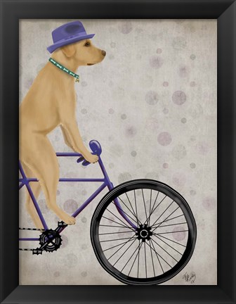 Framed Yellow Labrador on Bicycle Print