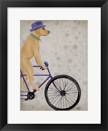 Framed Yellow Labrador on Bicycle Print