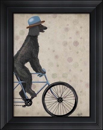Framed Poodle on Bicycle, Black Print