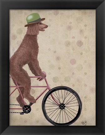 Framed Poodle on Bicycle, Brown Print