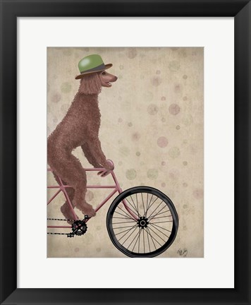 Framed Poodle on Bicycle, Brown Print