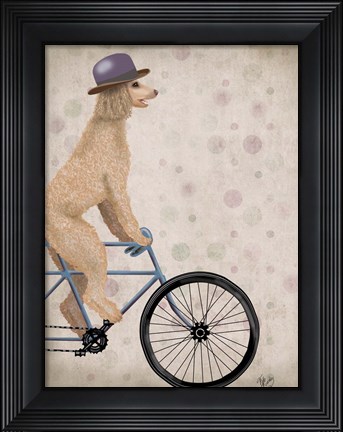 Framed Poodle on Bicycle, Cream Print