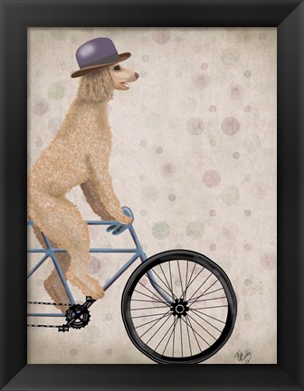 Framed Poodle on Bicycle, Cream Print