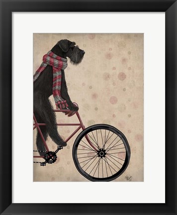 Framed Schnauzer on Bicycle, Black Print