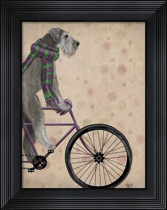Framed Schnauzer on Bicycle, Grey Print