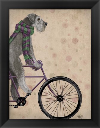 Framed Schnauzer on Bicycle, Grey Print