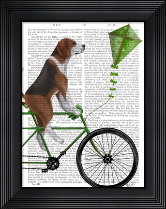 Framed Beagle on Bicycle Print