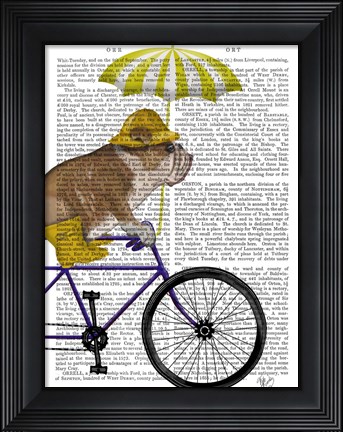 Framed English Bulldog on Bicycle Print
