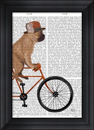 Framed French Bulldog on Bicycle Print
