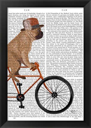 Framed French Bulldog on Bicycle Print