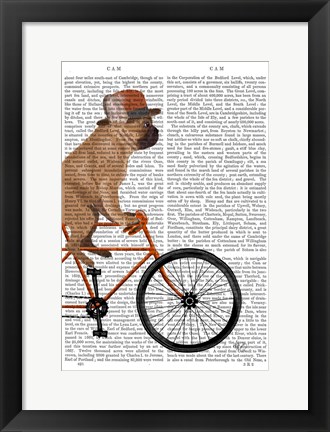 Framed French Bulldog on Bicycle Print