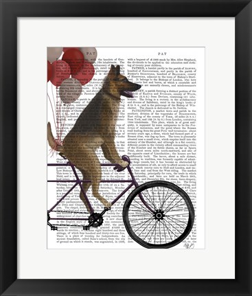 Framed German Shepherd on Bicycle Print