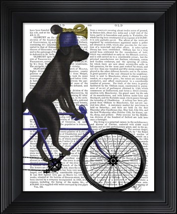Framed Black Labrador on Bicycle Print