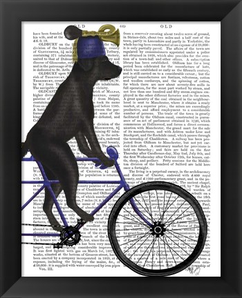 Framed Black Labrador on Bicycle Print