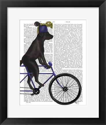 Framed Black Labrador on Bicycle Print