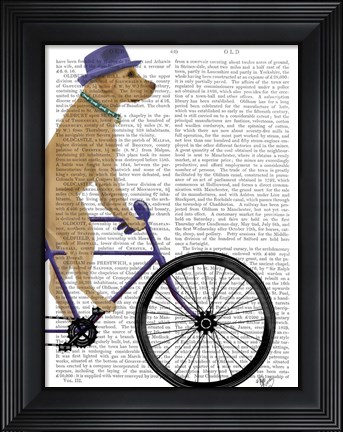 Framed Yellow Labrador on Bicycle Print