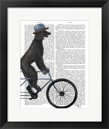 Framed Poodle on Bicycle, Black Print