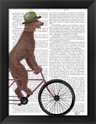 Framed Poodle on Bicycle, Brown Print