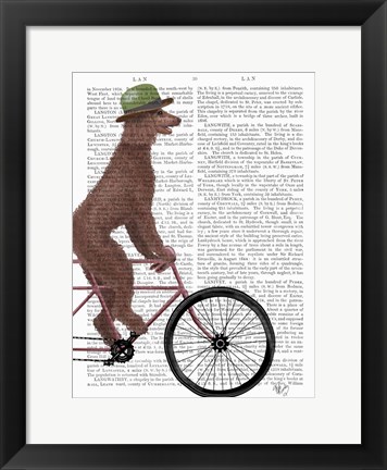 Framed Poodle on Bicycle, Brown Print