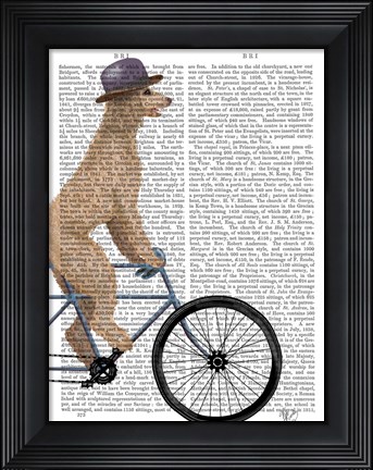 Framed Poodle on Bicycle, Cream Print
