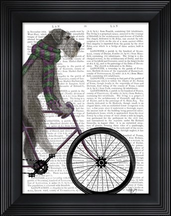 Framed Schnauzer on Bicycle, Grey Print