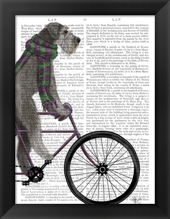 Framed Schnauzer on Bicycle, Grey Print