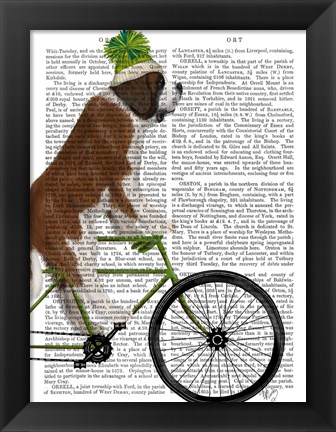 Framed St Bernard on Bicycle Print