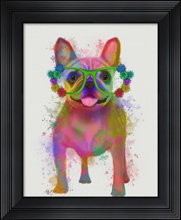 Framed Rainbow Splash French Bulldog, Full Print