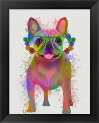 Framed Rainbow Splash French Bulldog, Full Print