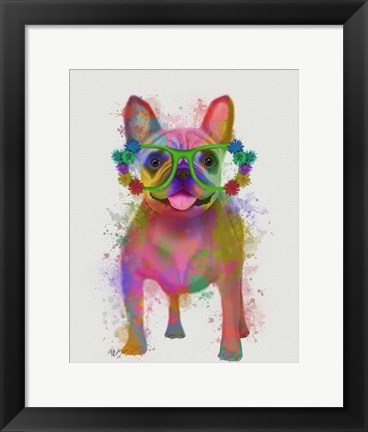 Framed Rainbow Splash French Bulldog, Full Print