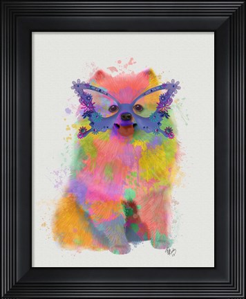 Framed Rainbow Splash Pomeranian Print