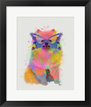 Framed Rainbow Splash Pomeranian Print