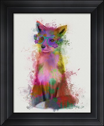 Framed Rainbow Splash Fox 1 Print