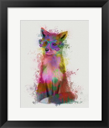 Framed Rainbow Splash Fox 1 Print