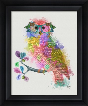 Framed Rainbow Splash Owl Print