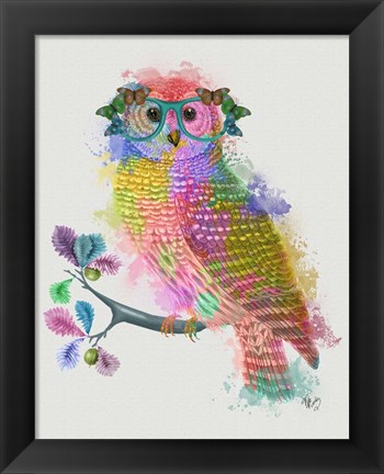 Framed Rainbow Splash Owl Print