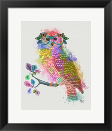 Framed Rainbow Splash Owl Print