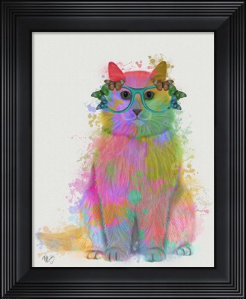 Framed Rainbow Splash Cat 3, Full Print