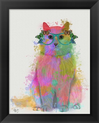 Framed Rainbow Splash Cat 3, Full Print