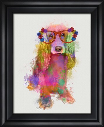 Framed Rainbow Splash Cocker Spaniel, Full Print