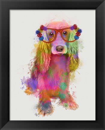 Framed Rainbow Splash Cocker Spaniel, Full Print