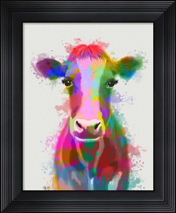 Framed Rainbow Splash Cow Print