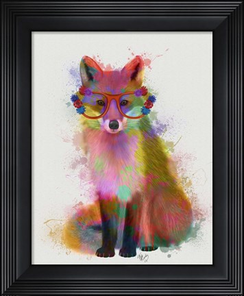 Framed Rainbow Splash Fox 2 Print