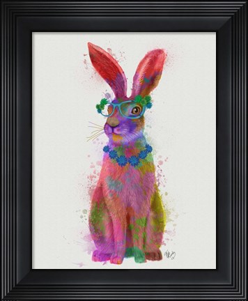 Framed Rainbow Splash Rabbit 2, Full Print