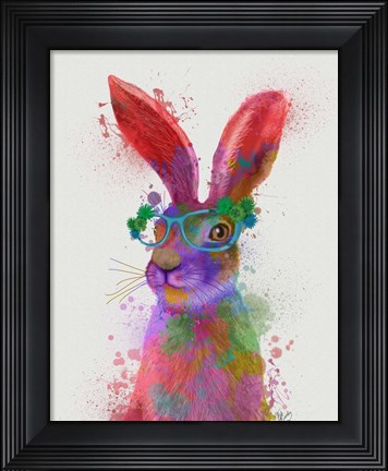 Framed Rainbow Splash Rabbit 2, Portrait Print